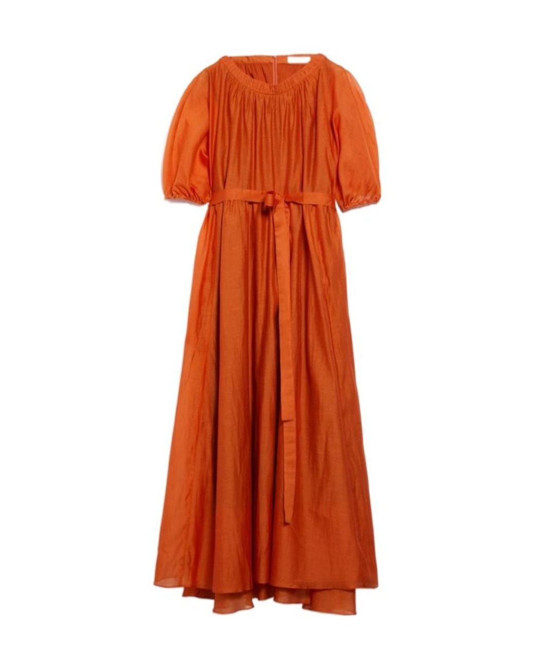 Max Mara Orange 'S Fresia Belted Short-Sleeved Dress