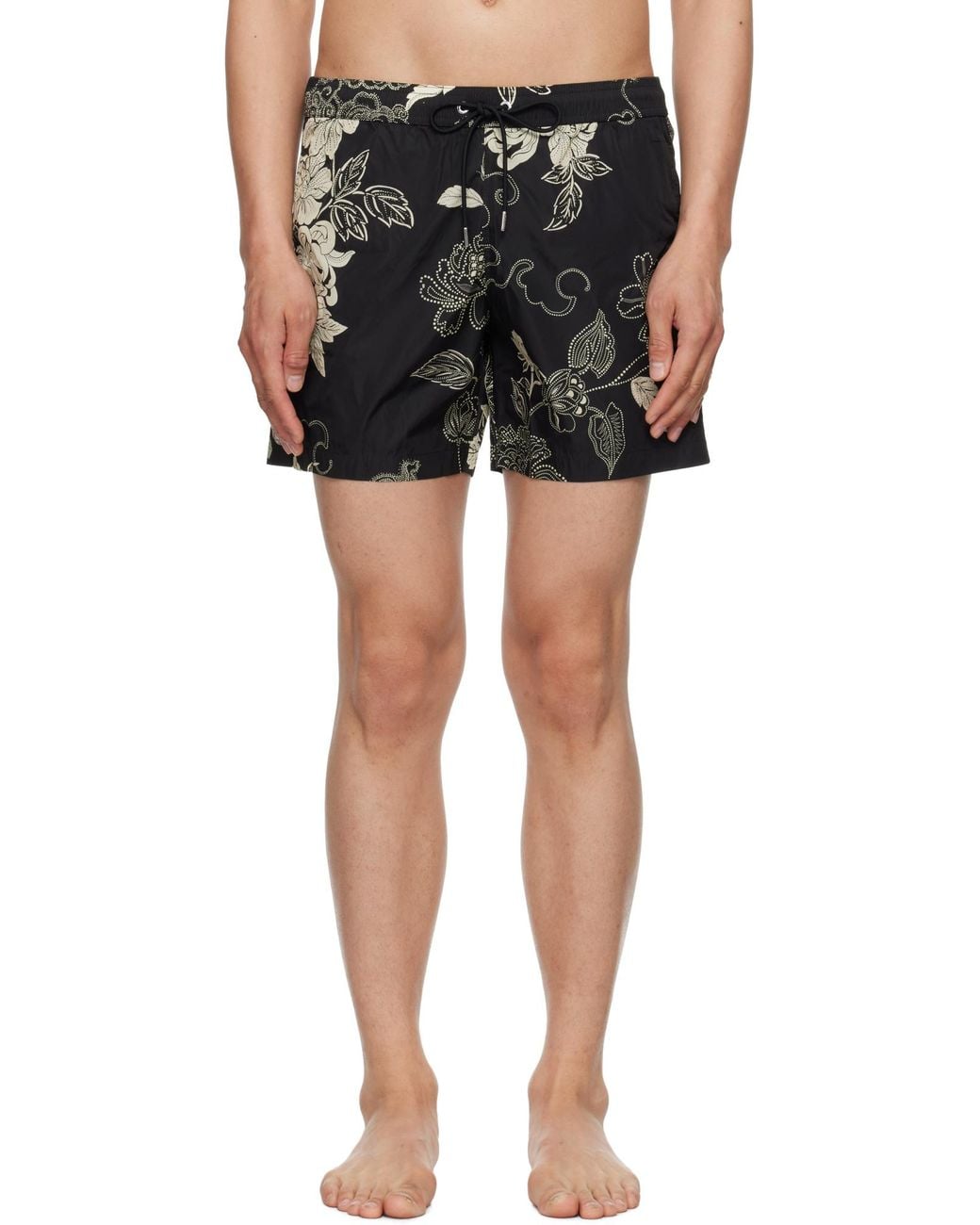 Moncler Gray Floral Print Swim Shorts for men