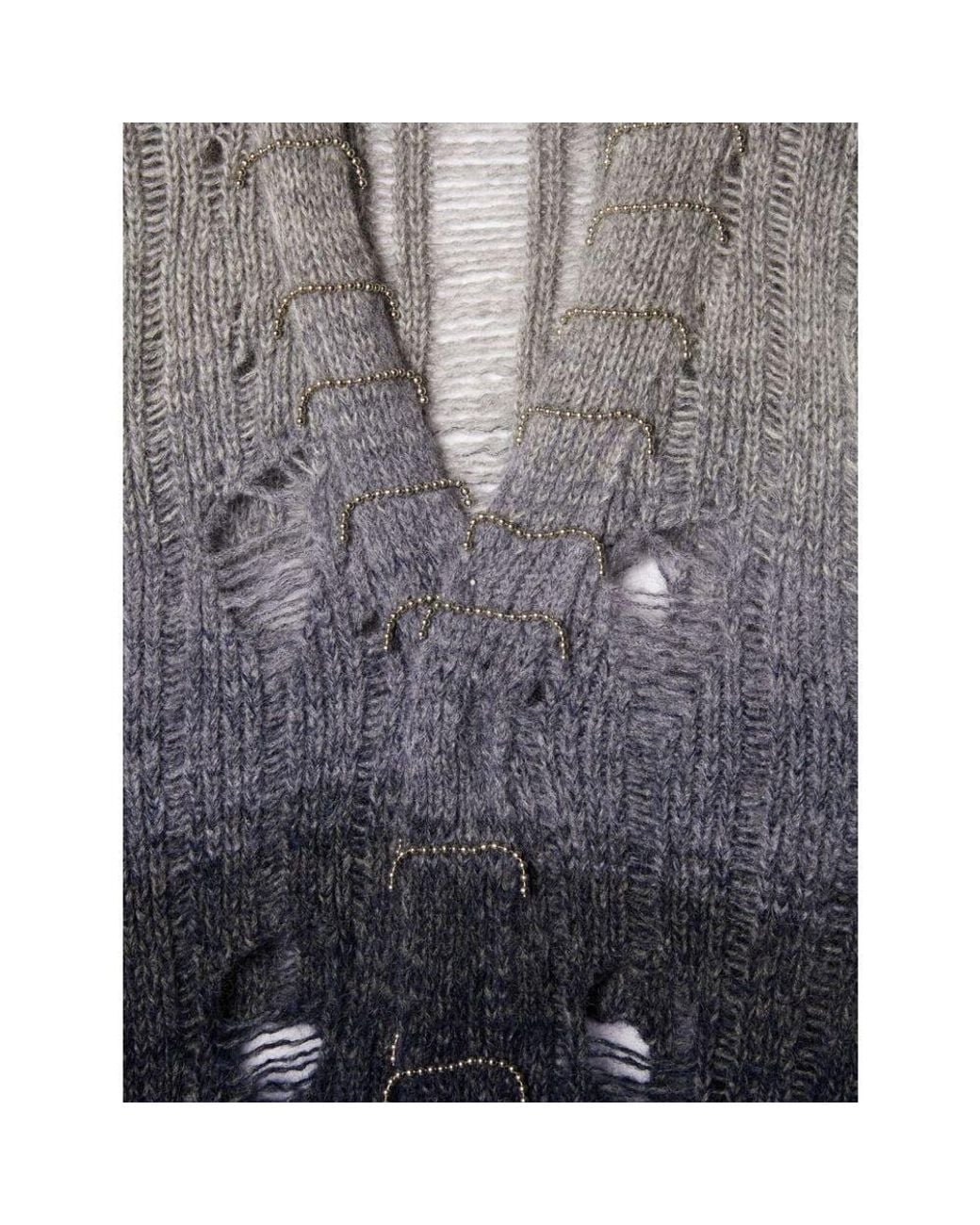 Off-White c/o Virgil Abloh Gray Distressed Knitted Cardigan for men