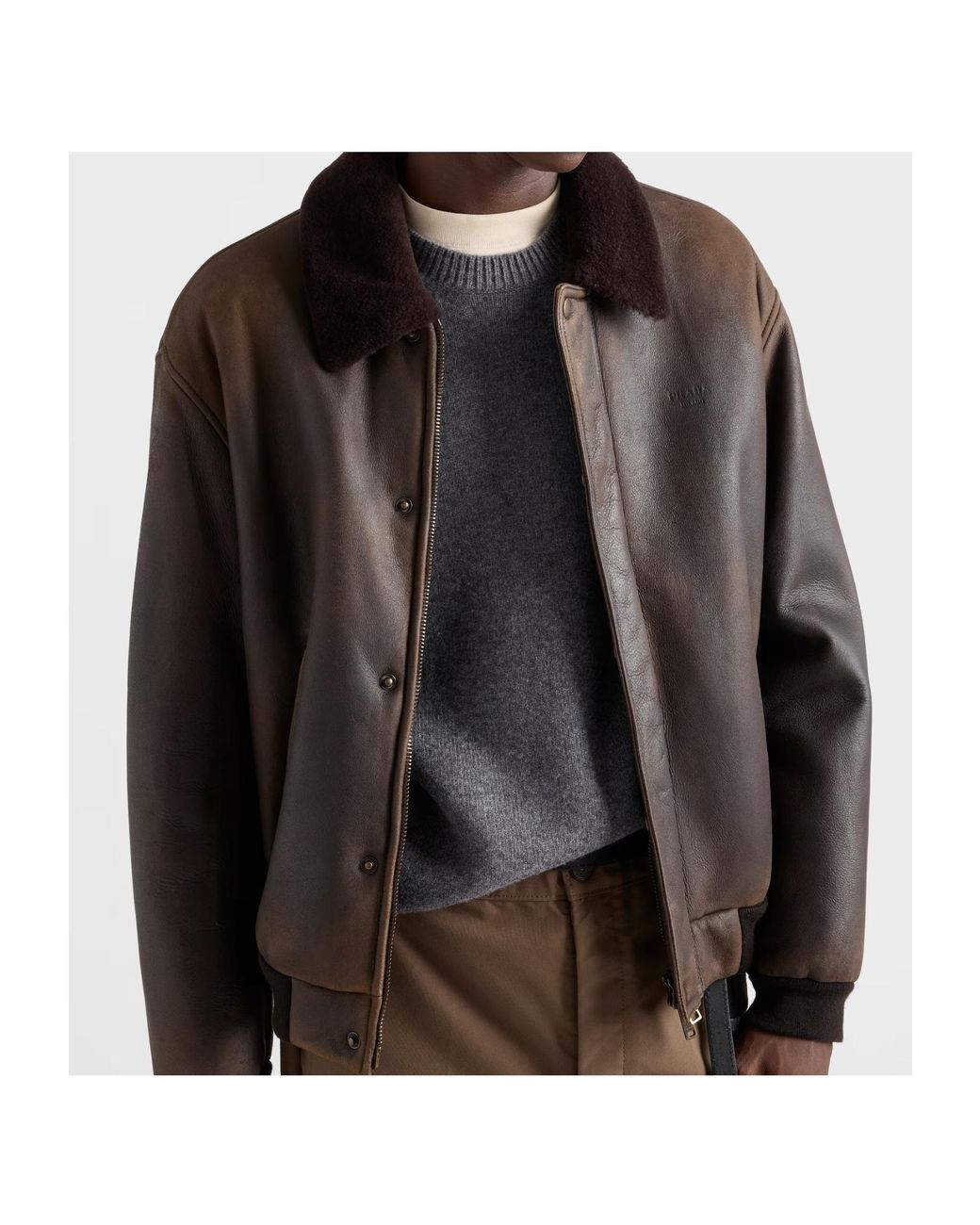 Prada Black Shearling Bomber Jacket for men