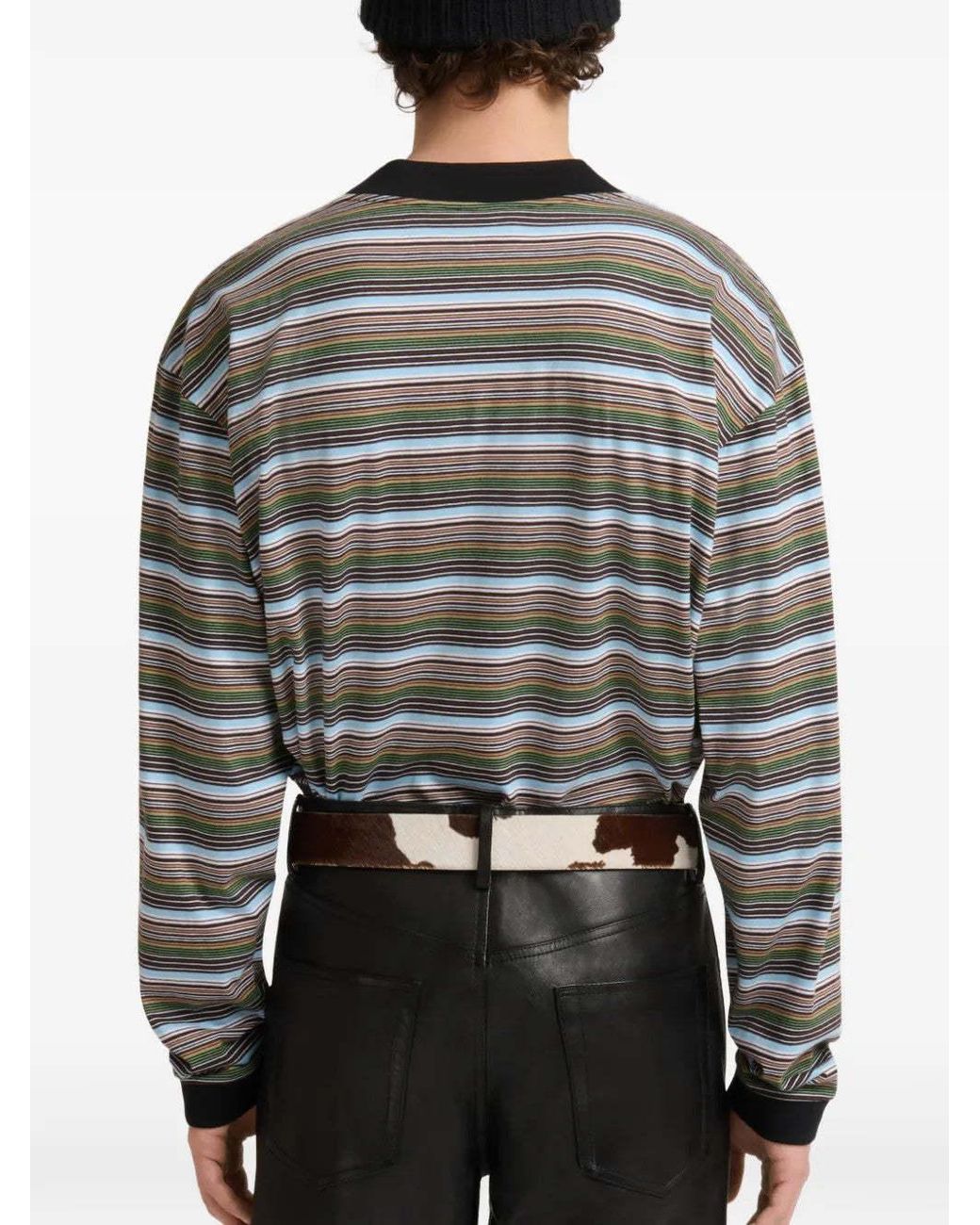 Marni Gray Striped Long-Sleeved T-Shirt for men