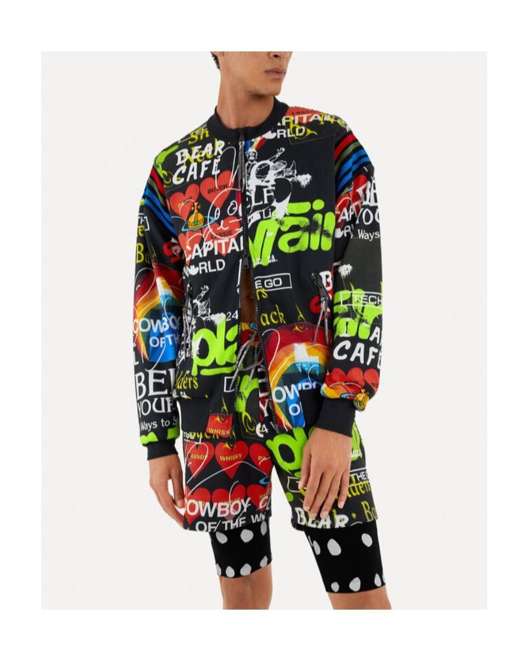 Vivienne Westwood Green Graphic-Print Zip-Up Sweatshirt for men