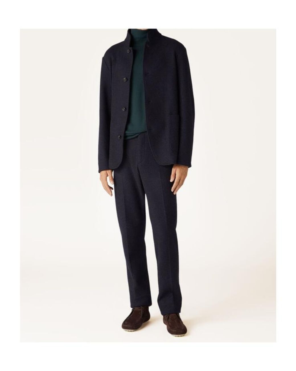 Loro Piana Blue Button-Up Suede-Cashmere Jacket for men