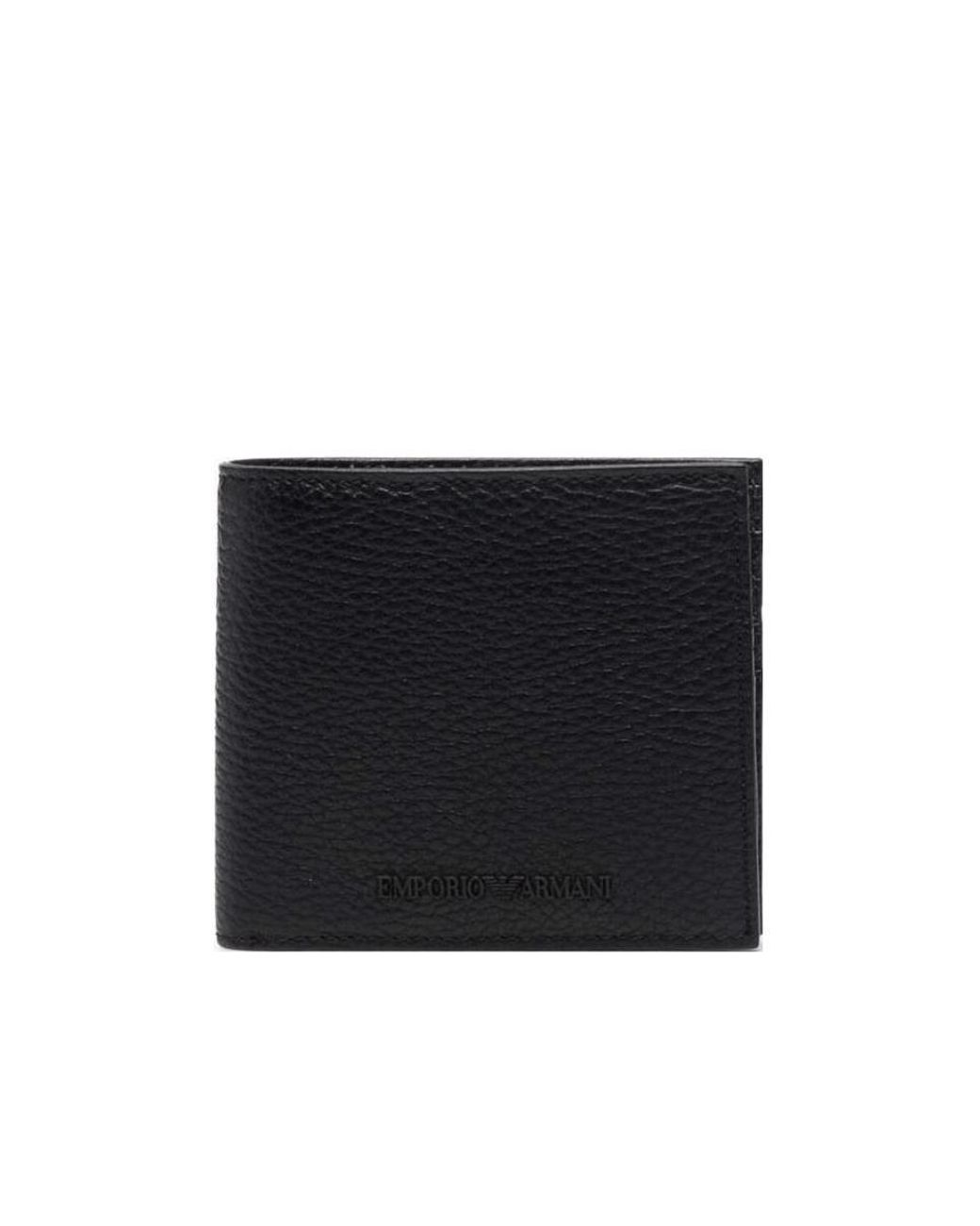 Emporio Armani Black Logo-Debossed Grained-Leather Wallet for men