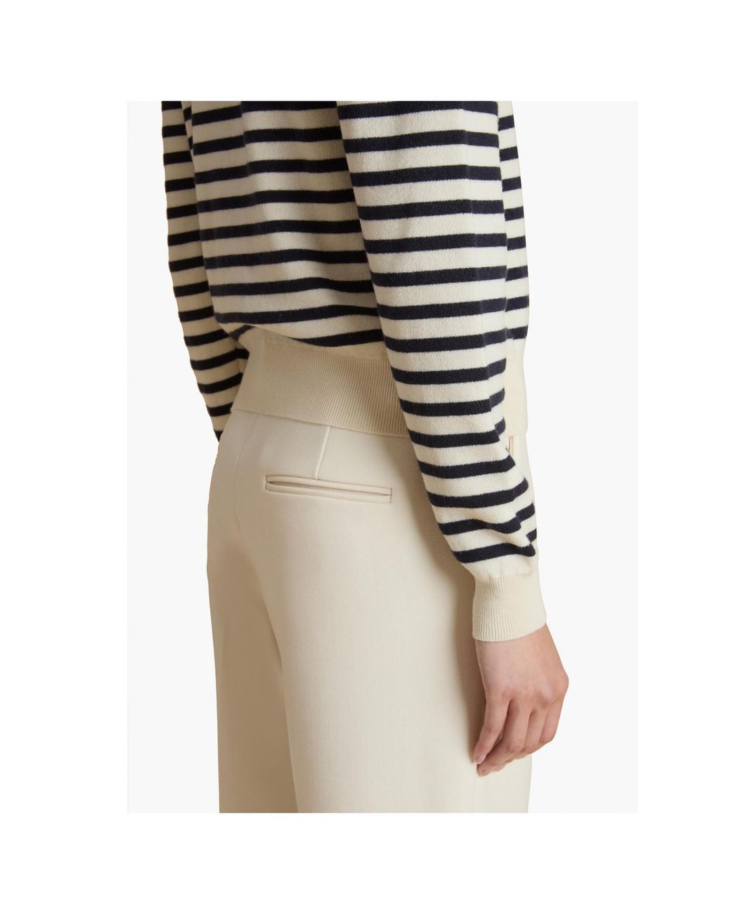 Khaite White Striped Crewneck Jumper