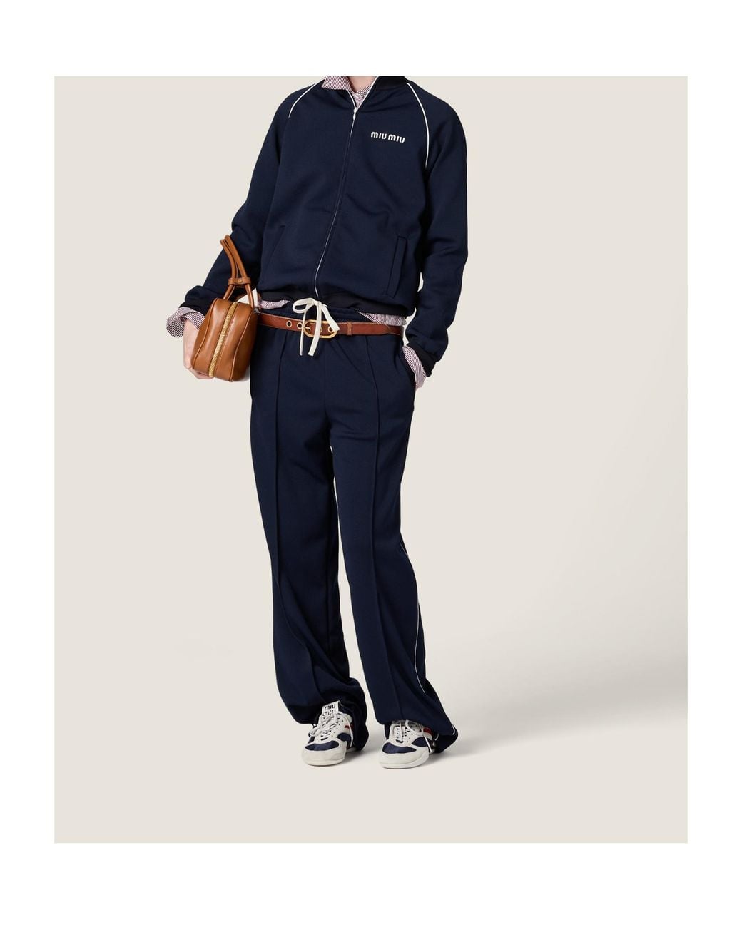 Miu Miu Blue Technical Jersey Blouson Jacket