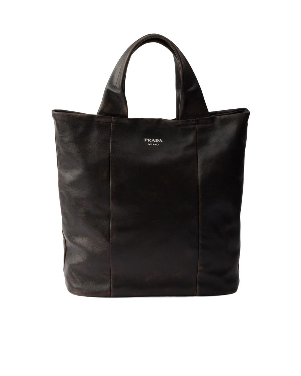 Prada Black Distressed Nappa Leather Tote Bag for men