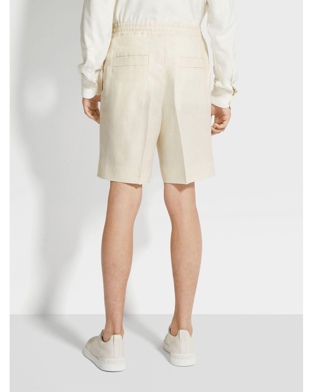 Zegna White Oasi Lino Linen Shorts for men