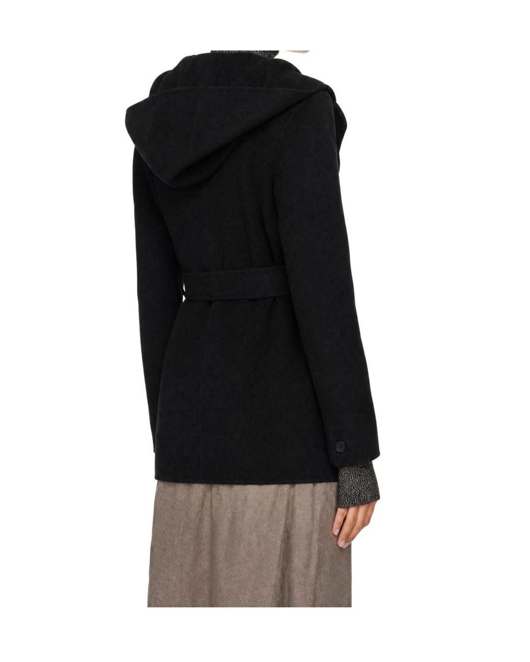 Mackage Black Wool Wrap Coat With Belt