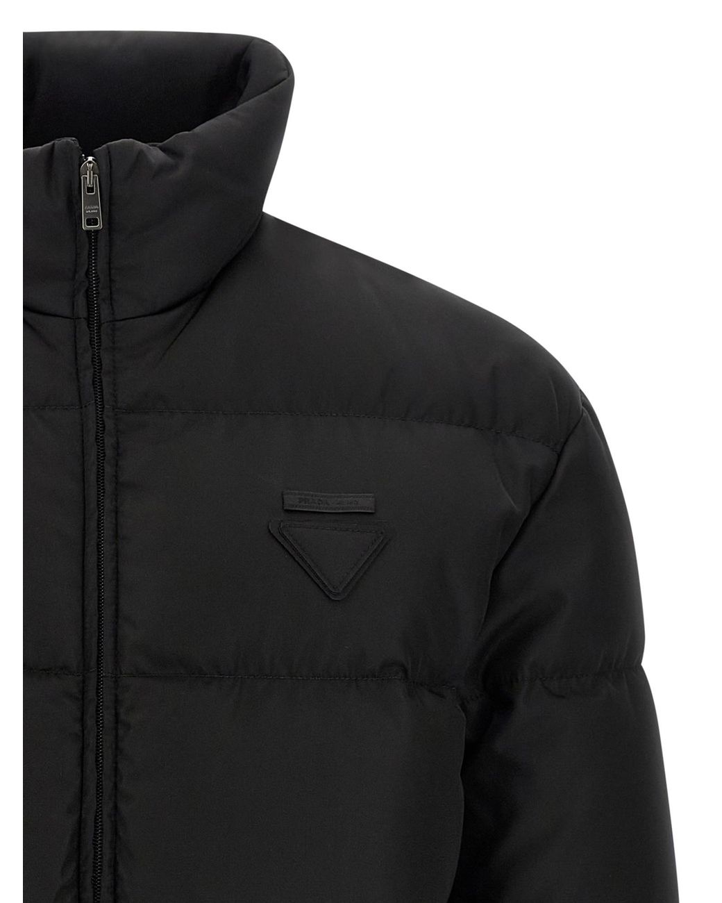 Prada Blue High Neck Zip-Up Quilted Jacket for men