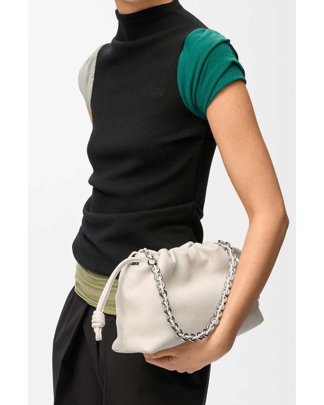 Loewe White Flamenco Medium Shoulder Bag