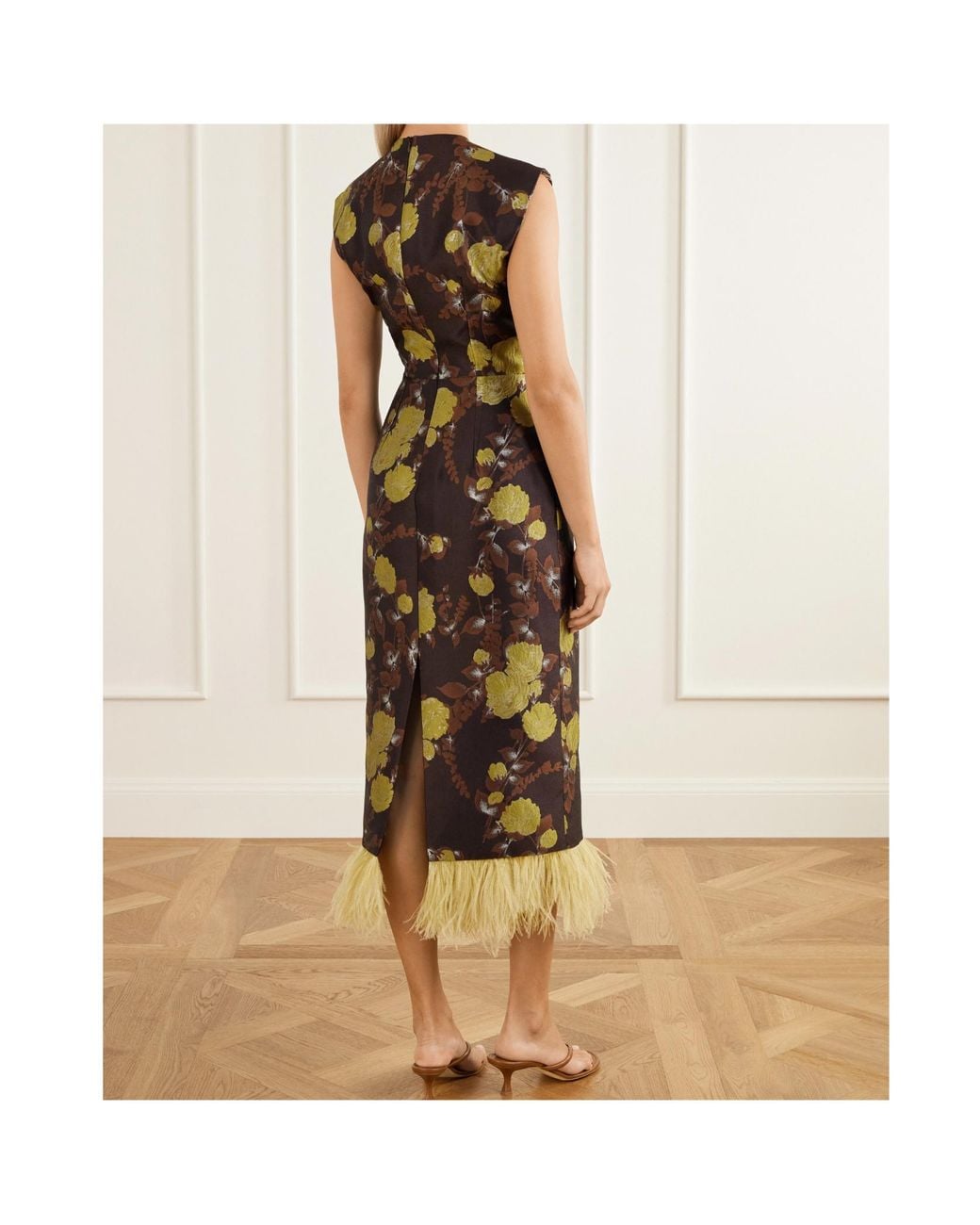 LaDoubleJ Black Sleek Dress With Feathers