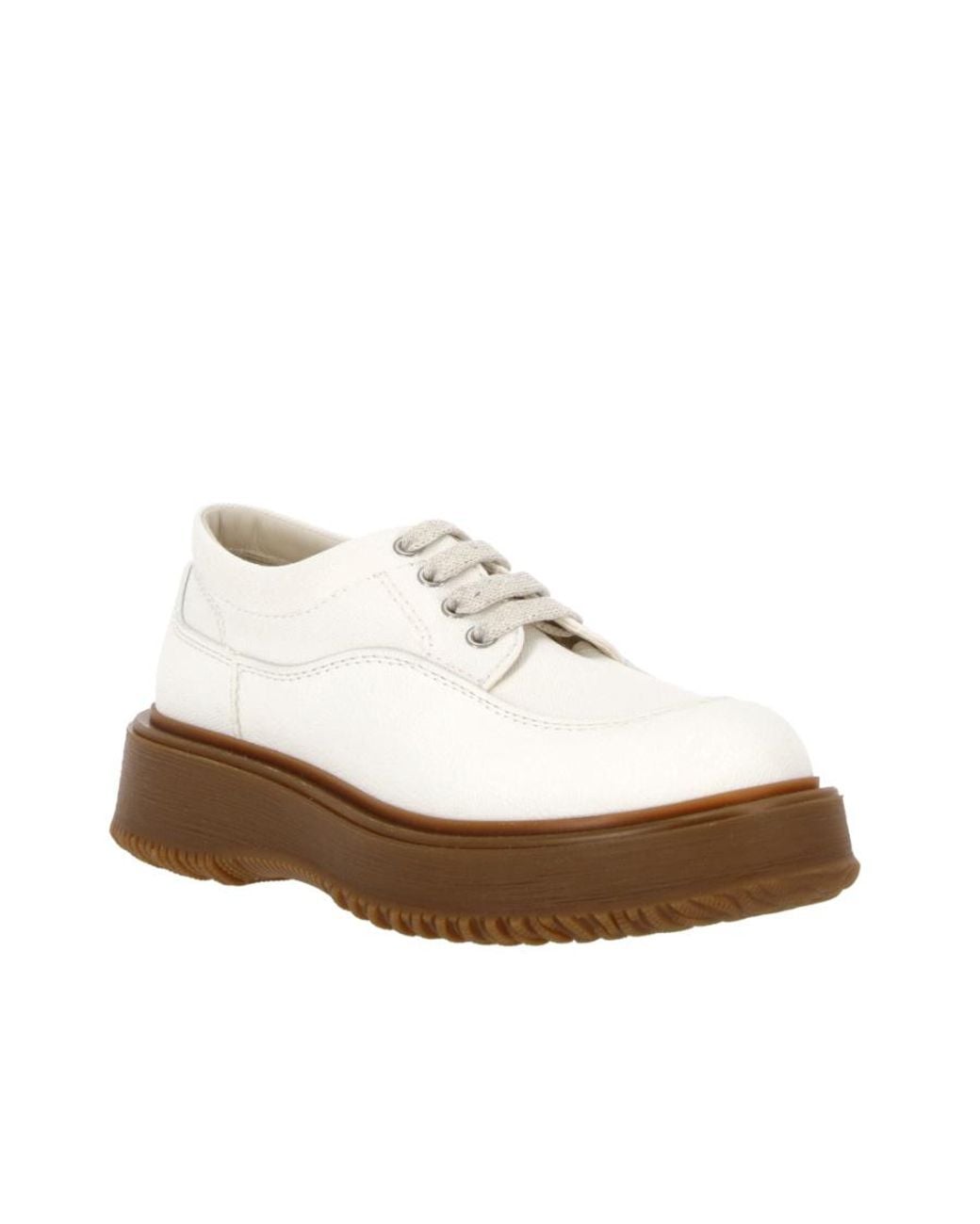 Hogan White Untraditional Round Toe Lace-Up Sneakers