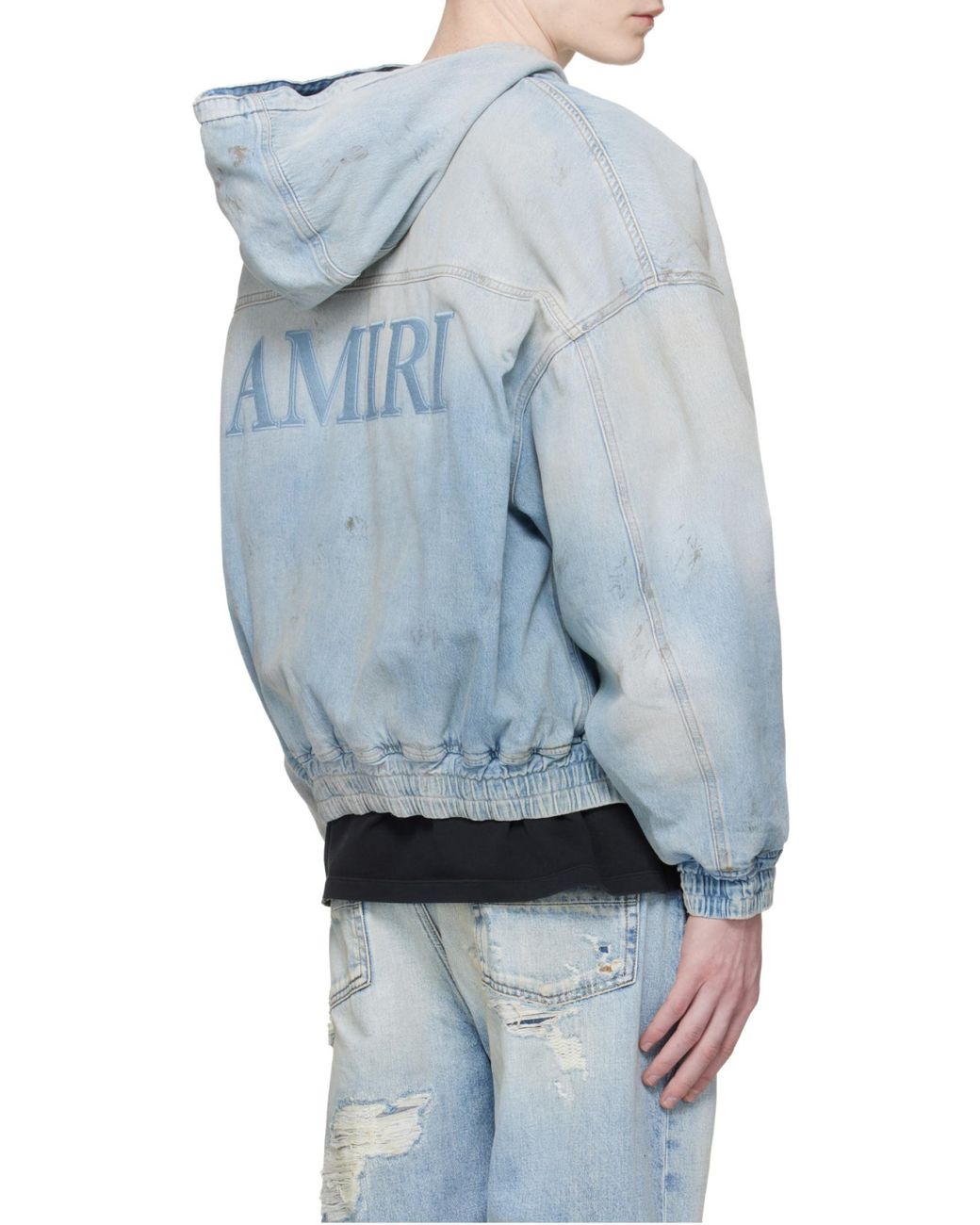 Amiri Blue Logo Patch Zip-Up Jacket for men