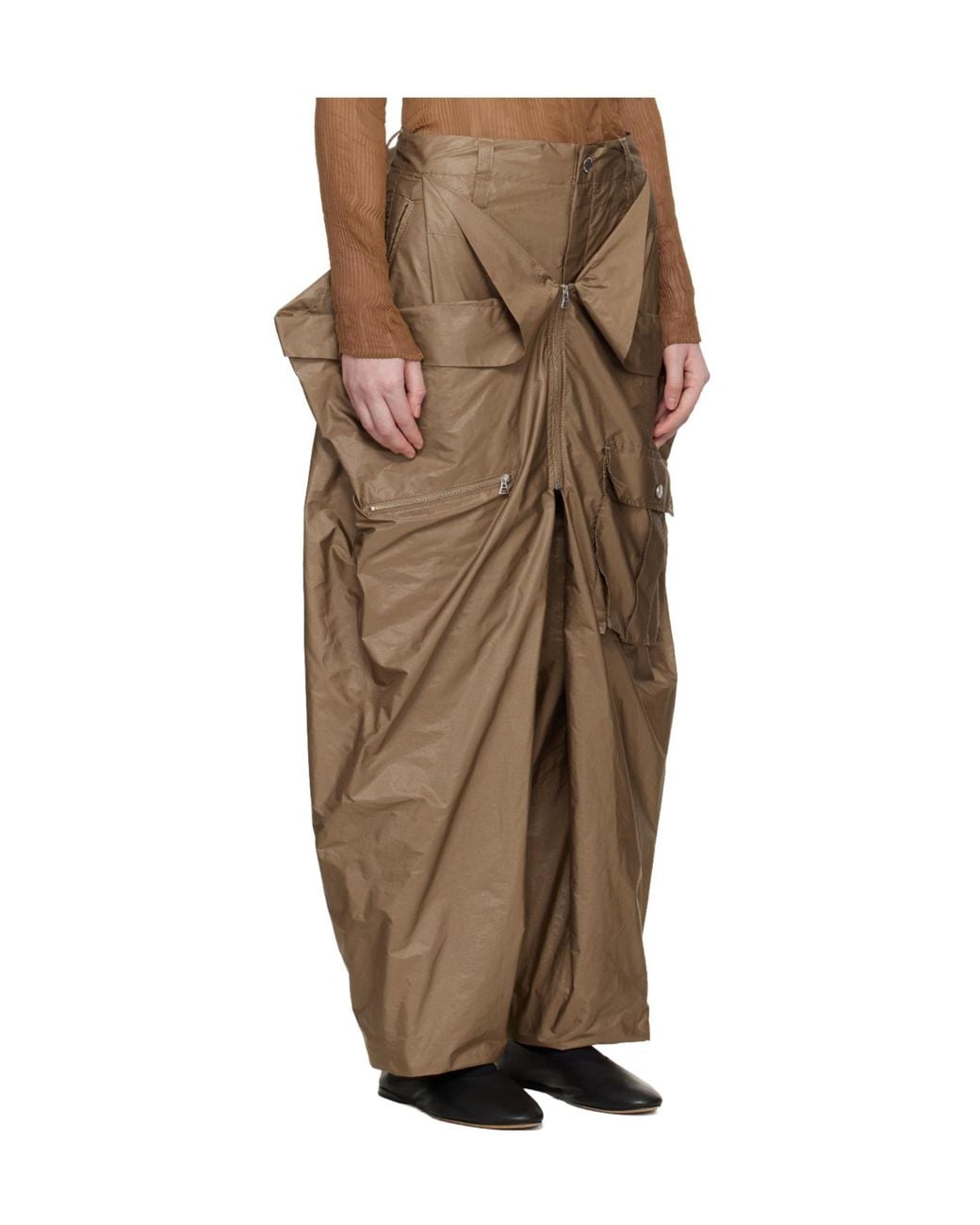 Issey Miyake Brown Zippered Workwear Casual Pants