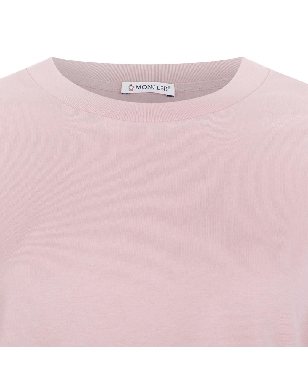 Moncler Pink Logo Patch Crewneck T-Shirt