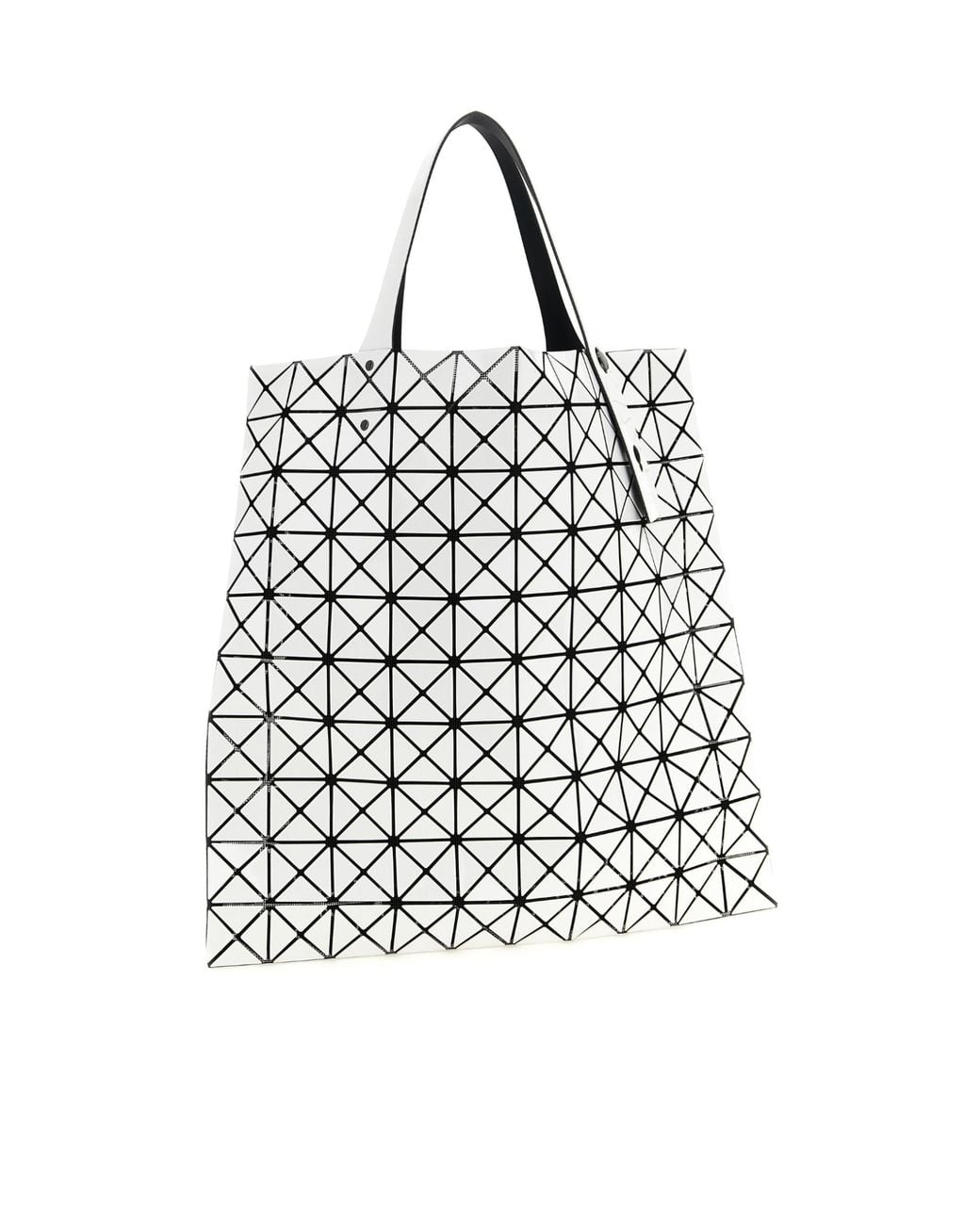 Issey Miyake White Geometric Patterned Top Handle Bag