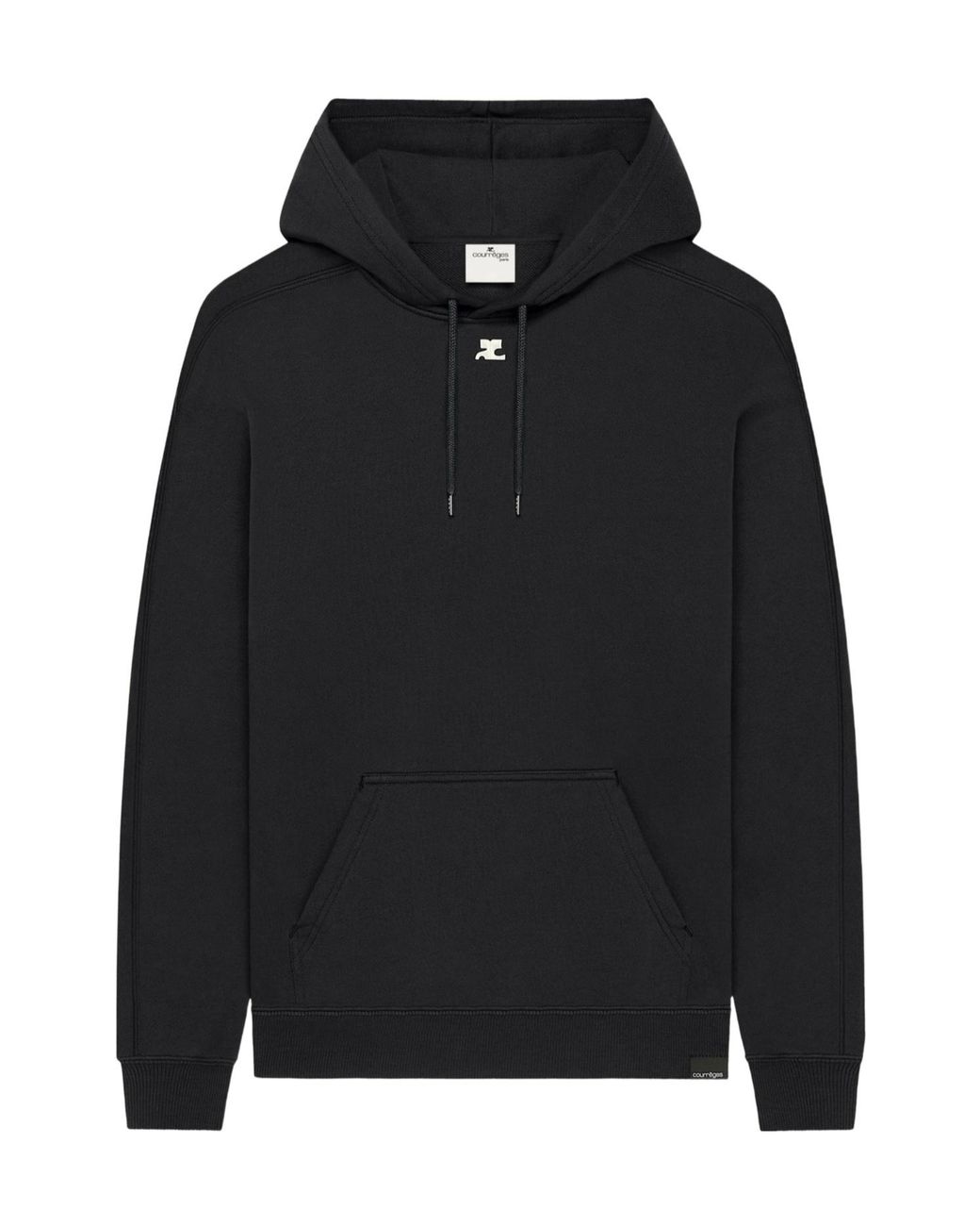 Courreges Black Logo-Patch Cotton Hoodie