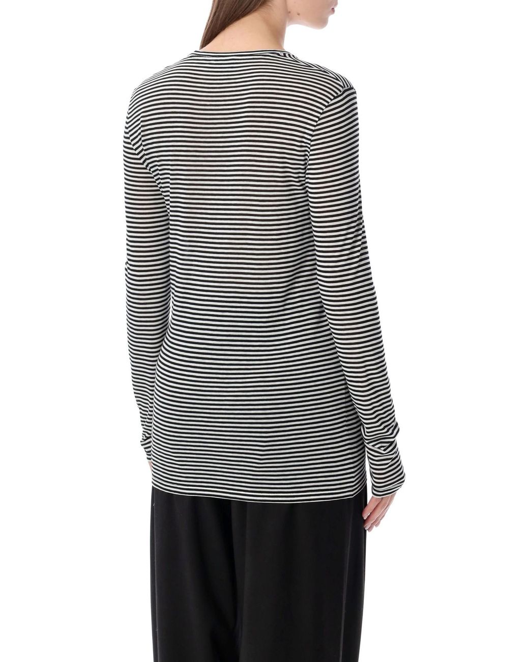 Tom Ford Gray Striped Long-sleeve Viscose Top