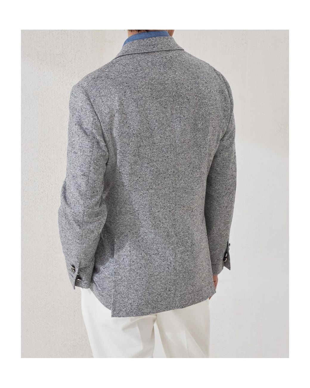 Brunello Cucinelli Gray Grisaille One-And-A-Half Breasted Deconstructed Blazer for men