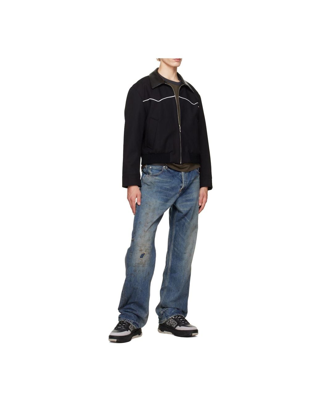 Amiri Black Ma-94 Sneakers With Mesh Inserts for men
