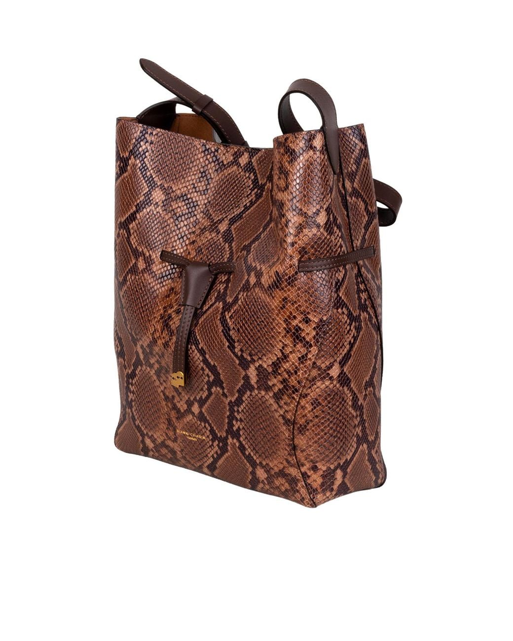 Gianni Chiarini Brown Large Sienna Animal-Print Drawstring Shoulder Bag