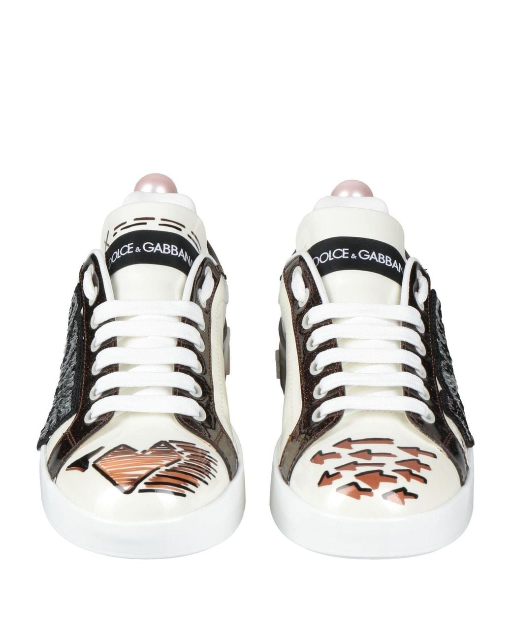 Dolce & Gabbana White Multi-Color Low-Top Sneakers