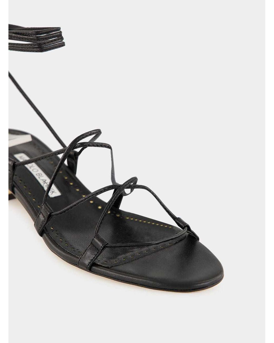 Manolo Blahnik Black Cross-Strap Sandals
