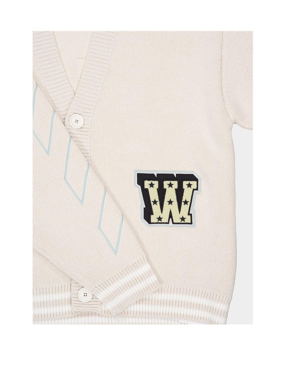 Off-White c/o Virgil Abloh White Star Logo Diagonal Varsity Knit Cardigan for men