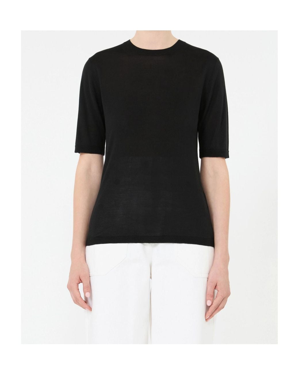 Max Mara Gray Short-Sleeved Knitted Top