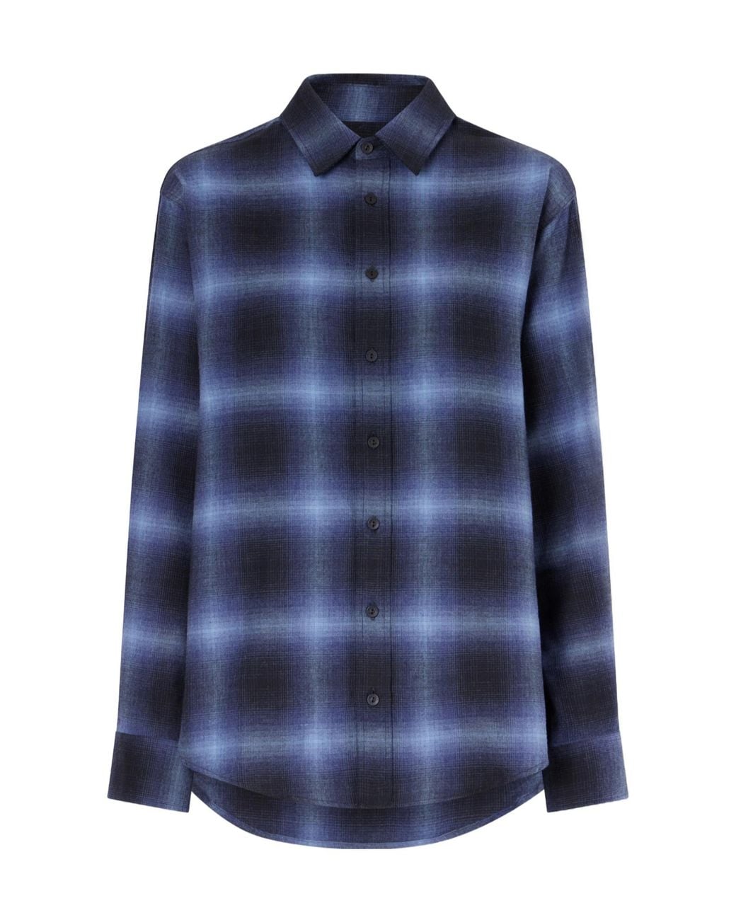 Matteau Blue Checked Cotton-Flannel Shirt