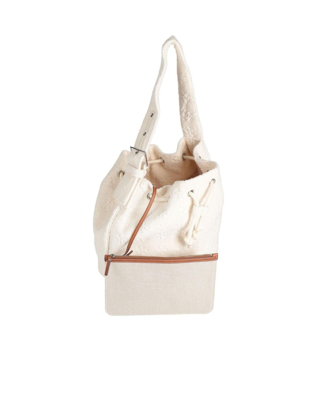 Tory Burch White Medium Solid-Color Bucket Bag