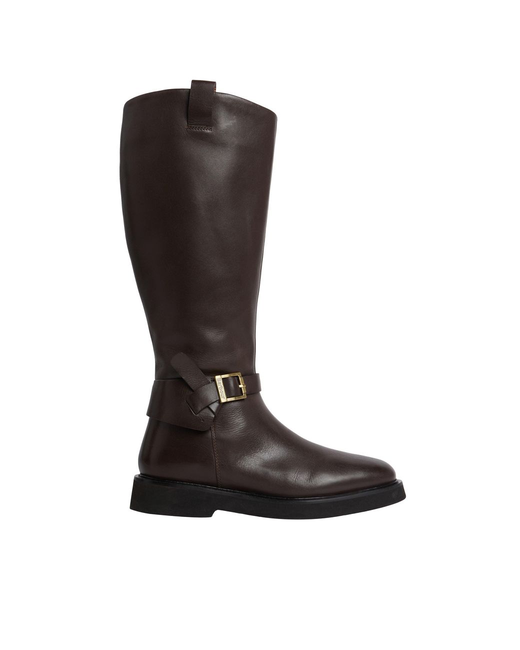 Barbour Brown Buckle Leather Knee-High Riding Boots