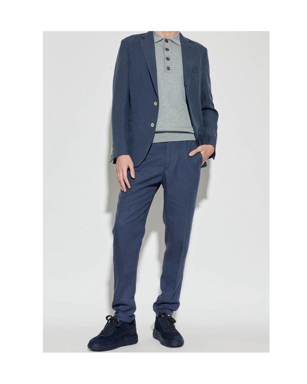 Eleventy Blue Drawstring Creased Pants for men