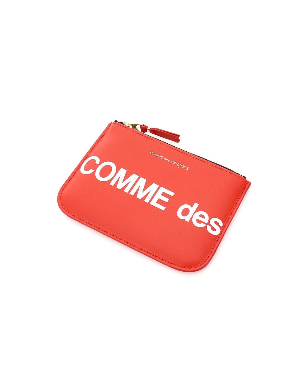 Comme des Garçons Red Comme Des Garçons Wallet Logo Printed Zip-Up Small Clutch Bag