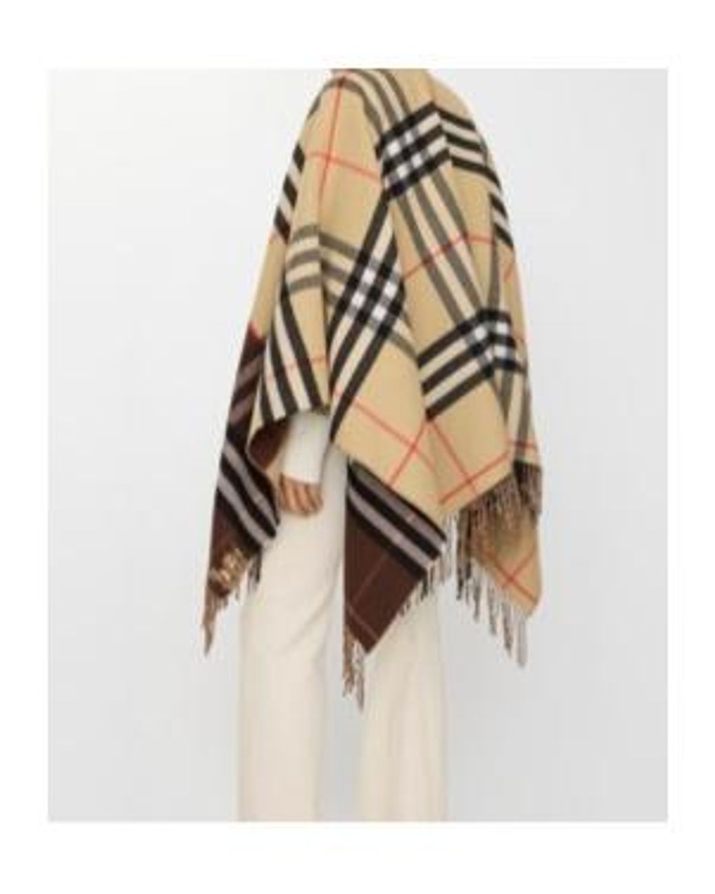 Burberry Multicolor Checkered Fringed Cape