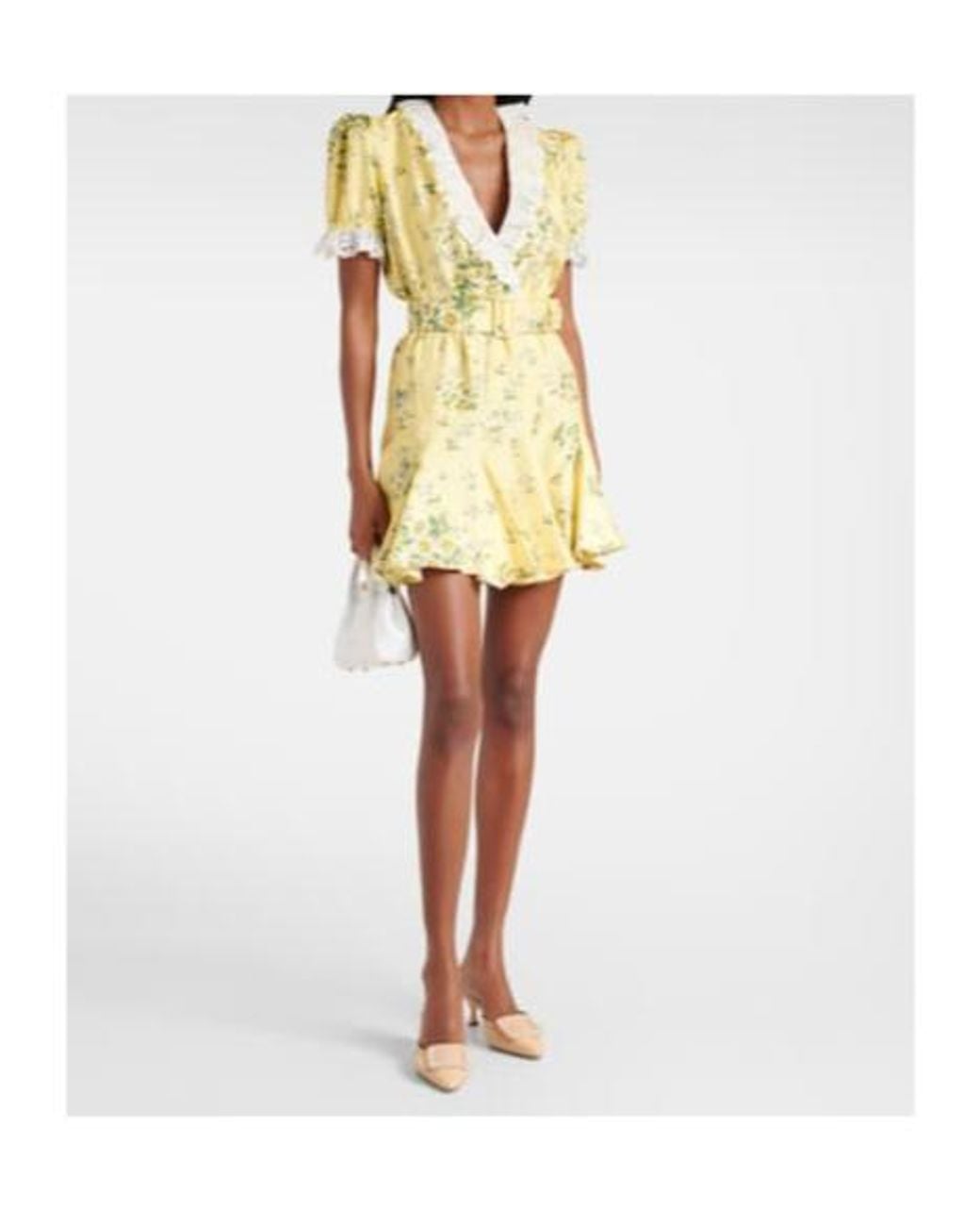 Rodarte Yellow Satin And Broderie Anglaise Minidress