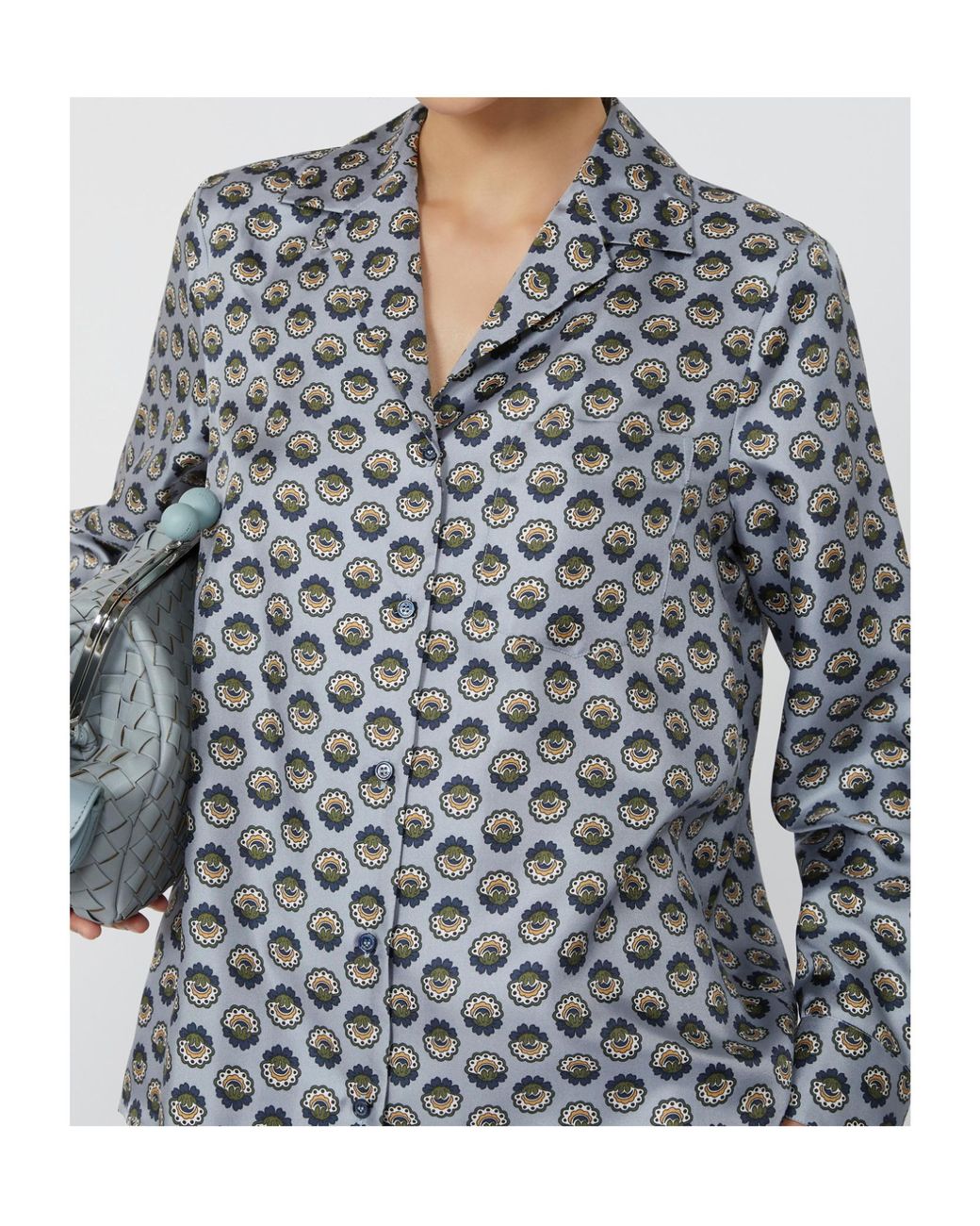 Max Mara Gray Weekend Oncia All-Over Printed Button-Up Shirt