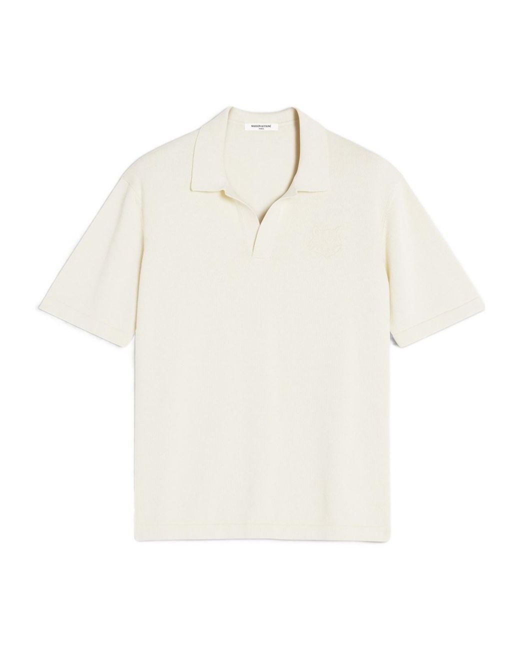 Maison Kitsuné White Maison Kitsuné Bold Fox Head Knit Polo Shirt for men