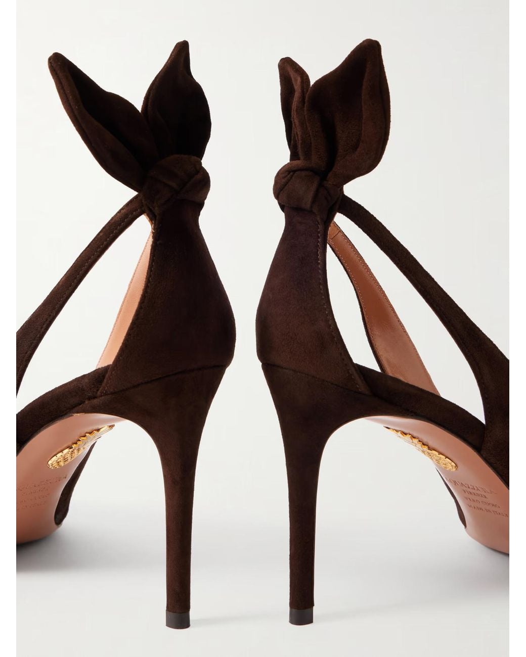 Aquazzura Brown Solid Color Suede Pumps