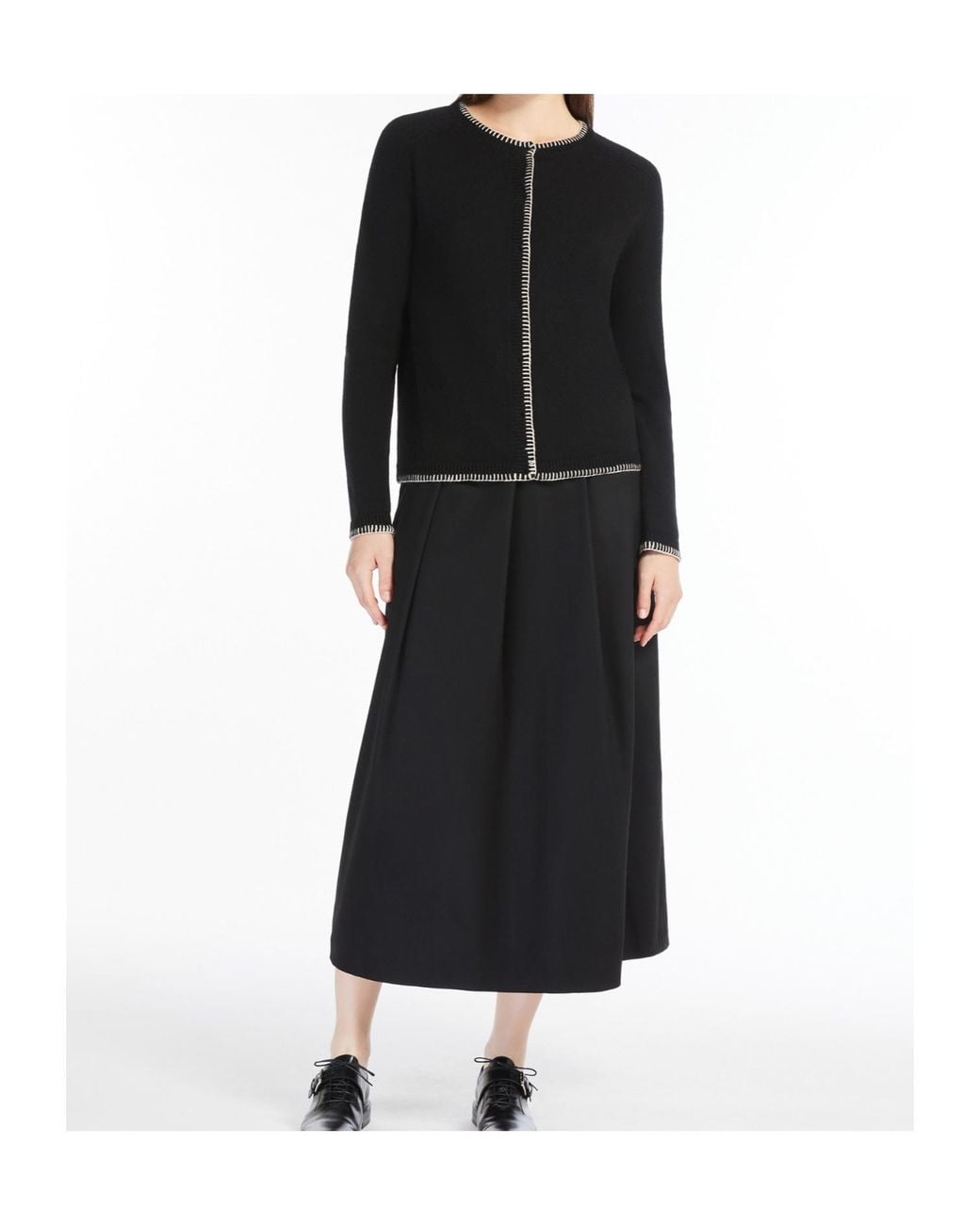 Max Mara Black Crewneck Long-Sleeved Cardigan