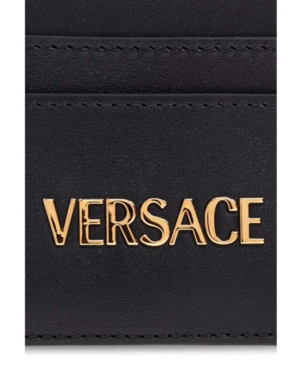 Versace Black Logo-Lettering Card Holder