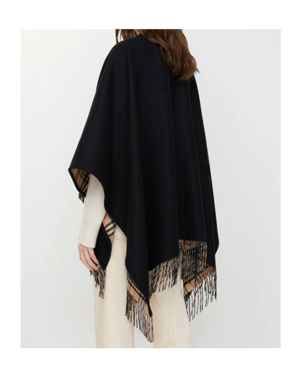 Burberry Black Fringed Reversible Shawl
