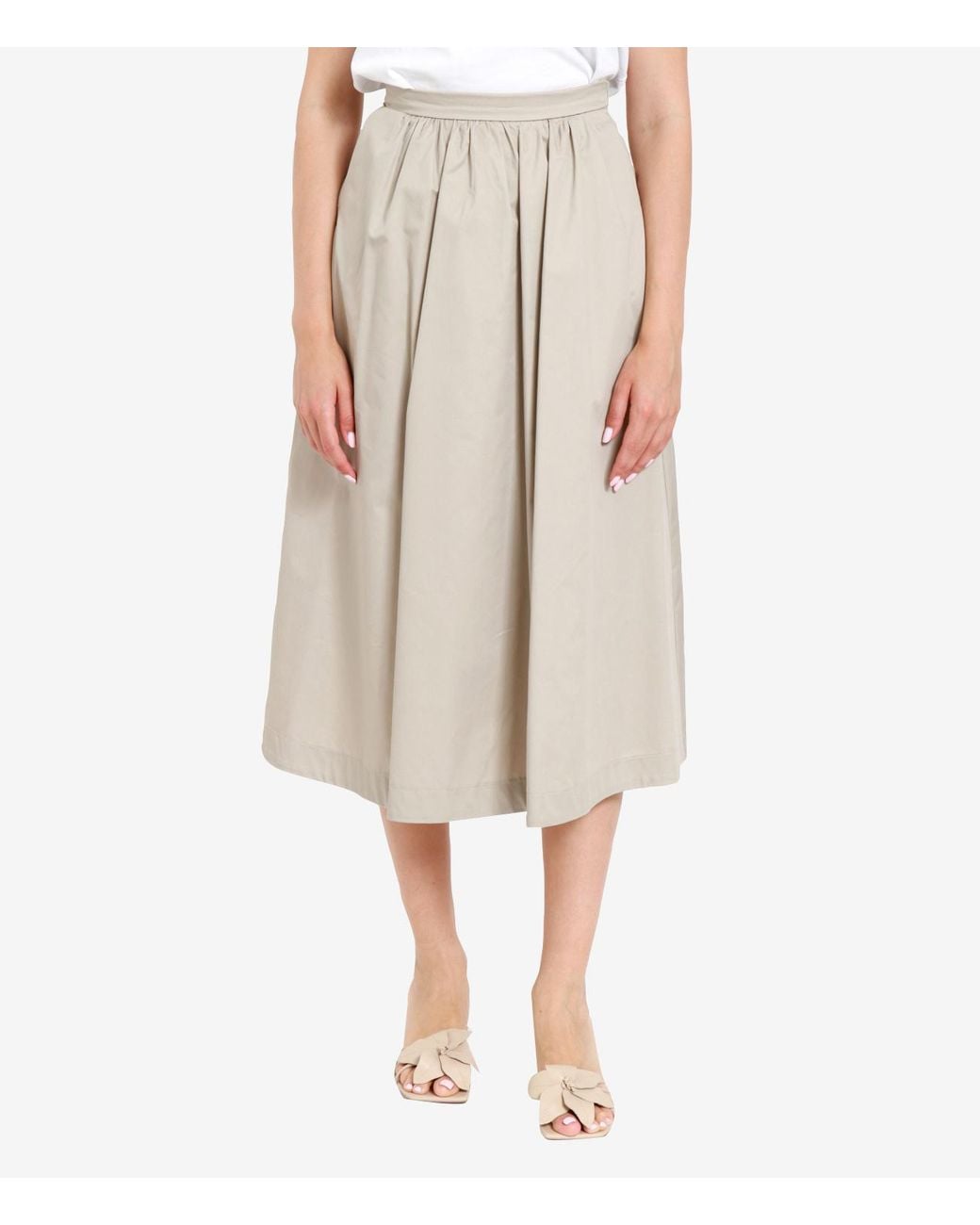 Kaos Natural Flared Midi Skirt