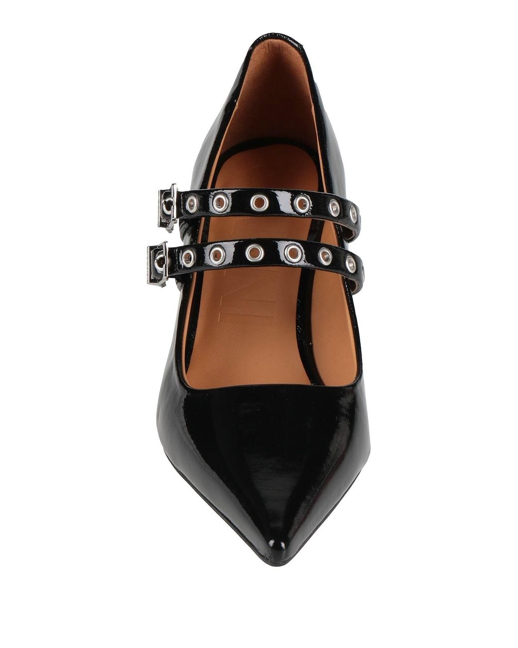 Ganni Black Comfortable Non-Slip Wedge-Heel Mary Janes