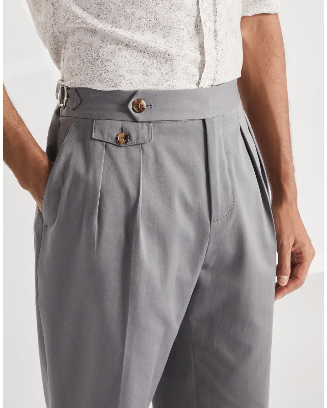 Brunello Cucinelli Gray Gabardine Trousers for men