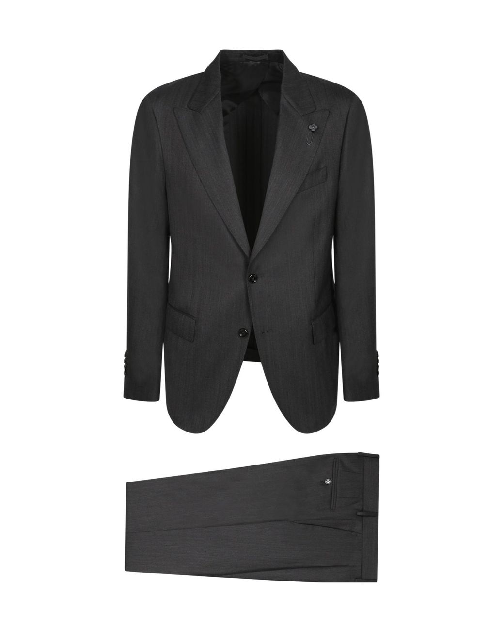 Lardini Black Herringbone Single Breasted Suit for men