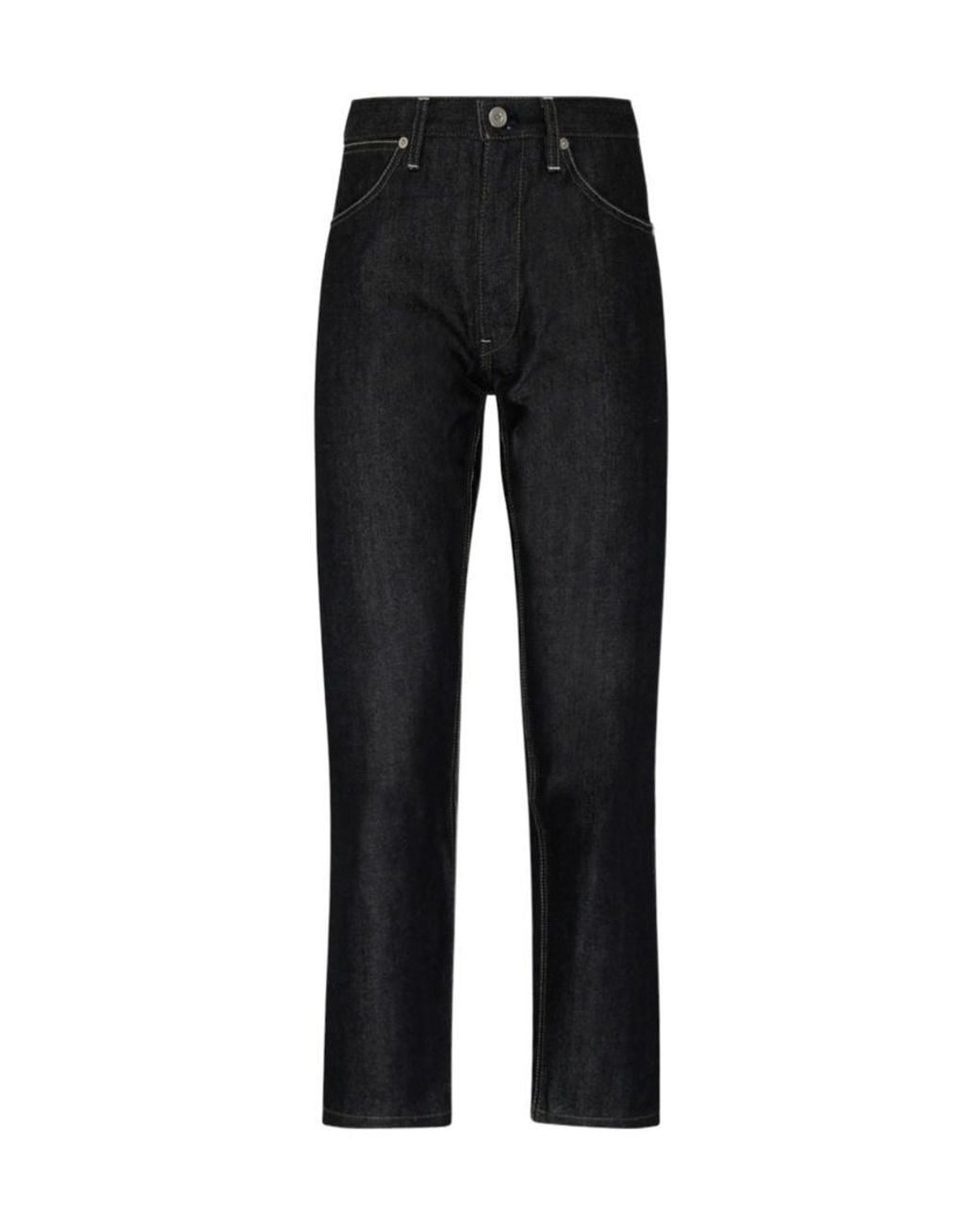 Jil Sander Black Button Detailed Straight Leg Jeans