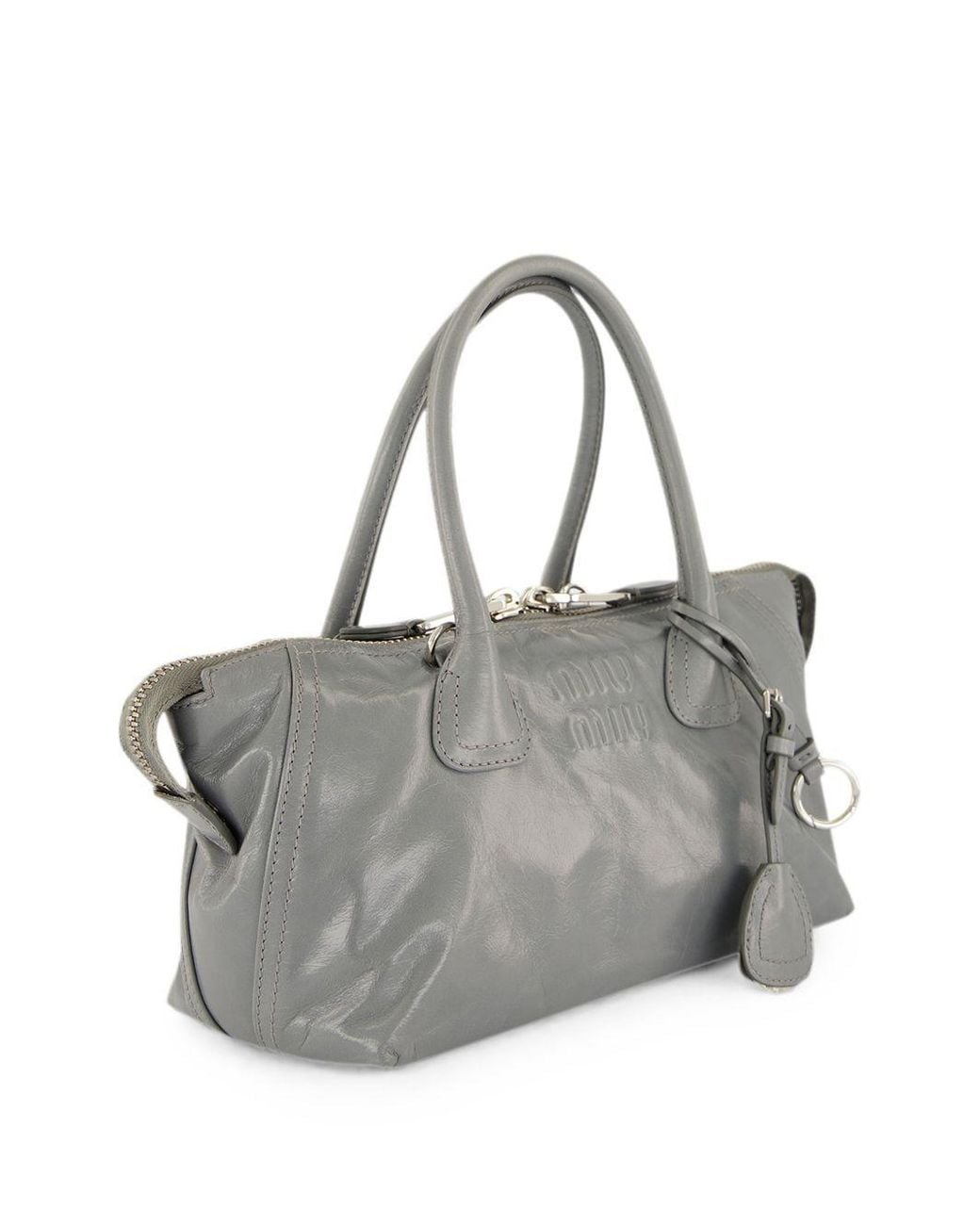 Miu Miu Gray Zippered Shoulder Bag