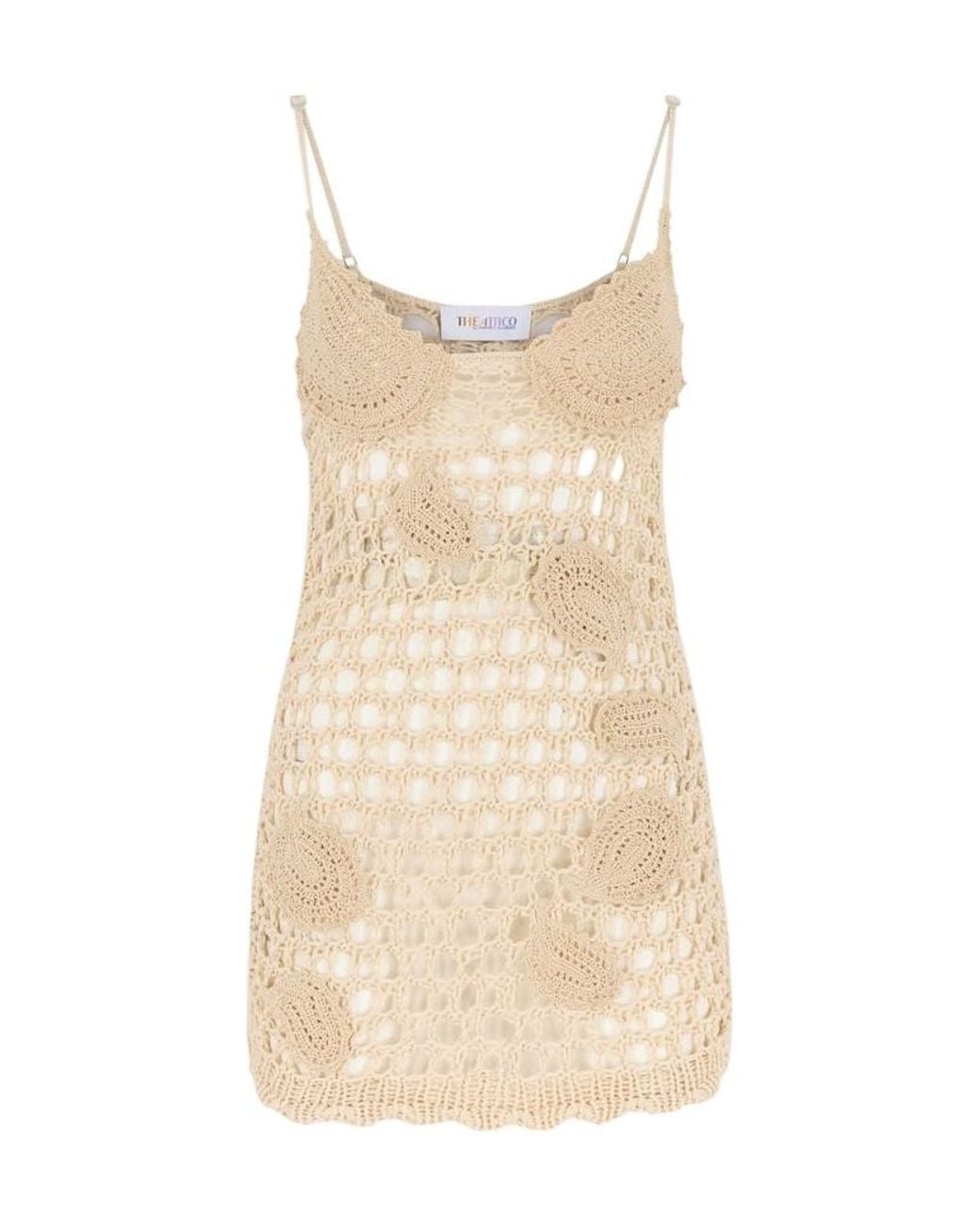 The Attico Natural The Il Primo Bagno Crochet Beach Dress